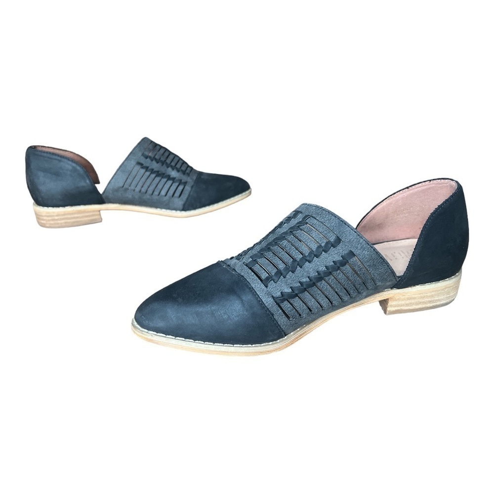 Mi.iM Womens Slate Gray Black Woven D’Orsay Slip On Leather Shoes Buckle, Size 7 - Picture 3 of 9